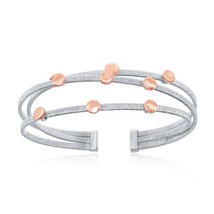 Sterling Silver Triple Wire Designer Bangle, Bonded with Platinum - £191.95 GBP