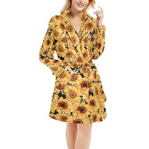 Women&#39;s Sunflower Flower Floral Fleece Robe - £43.06 GBP