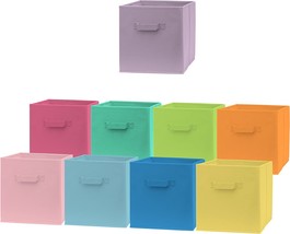 Cube Storage Bins - Fun Colored 11 Inch Storage Cubes (9 Pack) | Fabric Cubby - £35.58 GBP