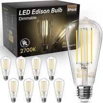 Tjoy 8 Pack Edison Led Bulbs 60W Equivalent, Dimmable Vintage Light, Cle... - £30.88 GBP