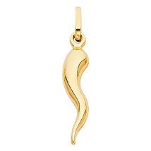 14K Yellow Gold Medium Size Cornicello Italian Horn Pendant - £124.99 GBP