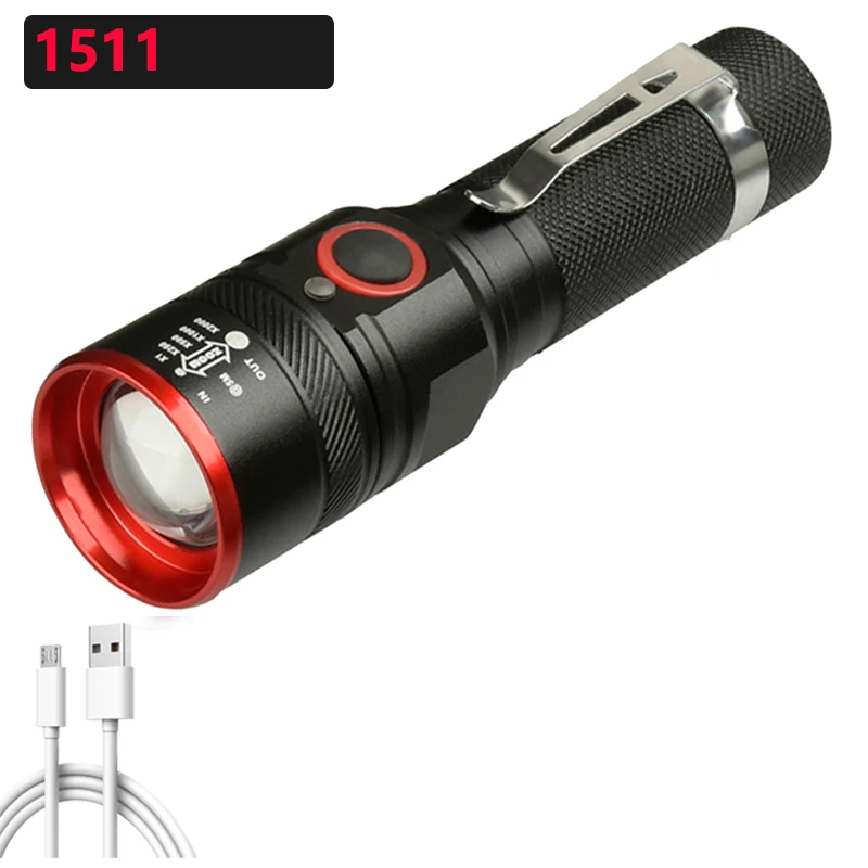 XML-T6 LED Flashlight Torch Micro USB Rechageable Port Lantern With Headbank 4 L - $60.92