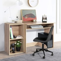 Homy Casa Inc Pc Latop Study Table Workstation Home Office Wood Shelving, Beech - £85.50 GBP