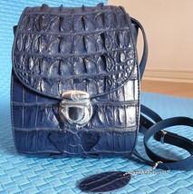Women Blue Hornback Crocodile Leather BAG/ Holster/Handbag Bag Alligator Leather - £159.49 GBP
