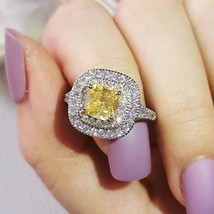 2021 New Luxury Yellow Color Oval 925 Sterling Silver Engagement Ring For Women  - £9.41 GBP