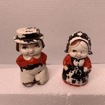 Vintage Ceramic Salt And Pepper Shakers Dutch Amish Boy And Girl For Restoration - £3.89 GBP