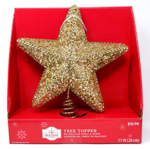 Holiday Time H12756 Chunky Gold Sequins Tree Topper 11&quot; - New! - £8.79 GBP