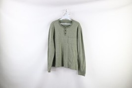 Vtg Gap Mens Medium Blank Thermal Waffle Knit Long Sleeve Henley T-Shirt Green - £27.20 GBP