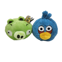 Lot Of 2 Angry Birds Green Pig King + Blue Jay Stuffed Animal Plush Toy - £18.98 GBP