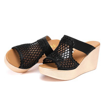 High Heel Sandals For Women Summer Peep Toe Lace Mesh Wedge Heels Sandal Women S - £44.63 GBP