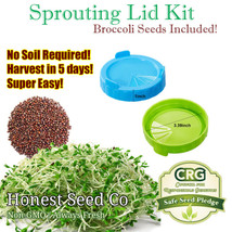 Fresh Sprouting Lid Kit W/ Broccoli Seeds Includes 2 Lids  Broccoli Seed... - $24.00