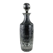 c1900 Large French Cut Glass Perfume Bottle Etched Eau De Cologne - $84.15