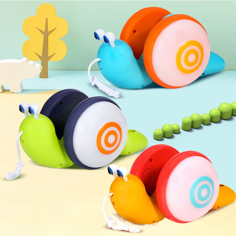 Electric Toy Pull String Snail Car Light Musical Pet Cartoon Snail Toy For - £15.23 GBP