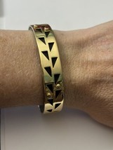 Stella &amp; Dot “Addison” Cuff Black Bracelet Gold Tone - £3.92 GBP