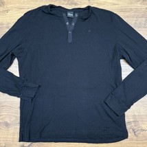 Zyia Active Shirt Mens L Black Henley Button Long Sleeve Cotton Stretch ... - $19.49