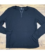Zyia Active Shirt Mens L Black Henley Button Long Sleeve Cotton Stretch ... - $375.22 MXN