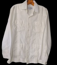 Vintage Gentlemens Collection Embroidered Button Up Shirt Sz M Cream Lon... - £17.20 GBP