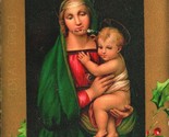 Mary and Jesus Holly Gilt Bright be Christmastide UNP Unused DB Postcard... - $6.88