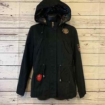 Ultim 8 army style  appliqué hooded utility jacket juniors size M medium - $17.69