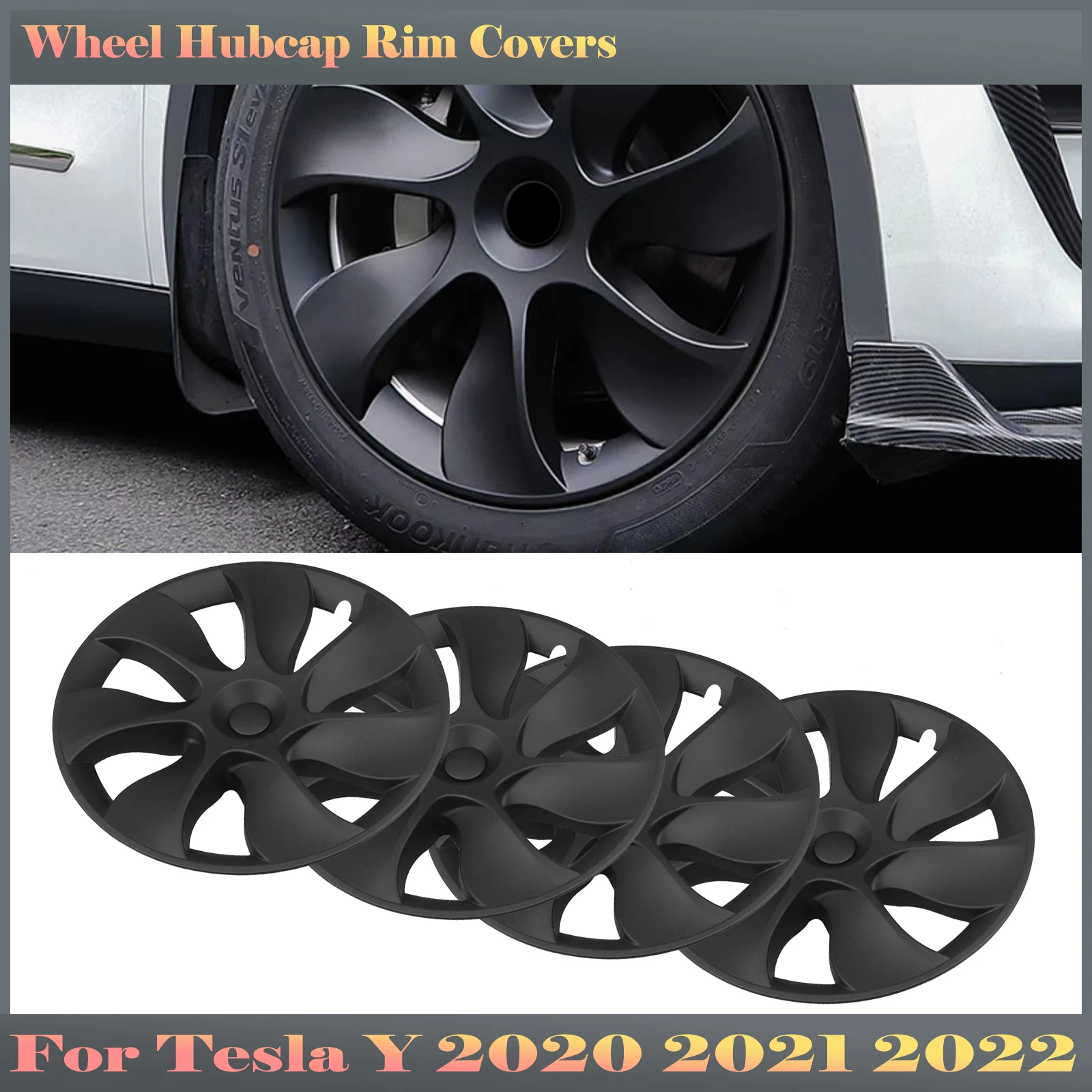 4pcs/set 19 Inch Matte Black Hub Cap Wheel Rim Full Cover For Tesla Model Y 2020 - $172.64