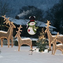 Christmas Snowman Garden Stake Decor Snowman Candy Cane Outdoor Metal Yard Sign  - £19.51 GBP+