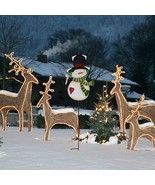 Christmas Snowman Garden Stake Decor Snowman Candy Cane Outdoor Metal Ya... - £19.40 GBP+