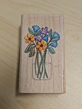 Inkadinkado Challis &amp; Roos Mason Jar Bouquet Rubber Stamp Flowers Floral 8692 N - £4.69 GBP