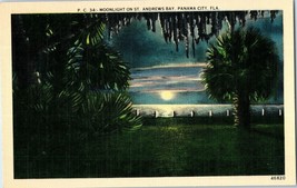 Moonlight on St Andrews Bay Panama City Florida Postcard - £4.05 GBP