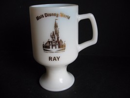 Walt Disney World Coffee Mug RAY White Milk Glass 10 oz 5.5&quot; Footed Pedestal - £9.08 GBP