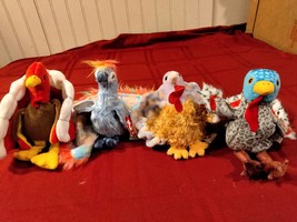 Ty Beanie Babies Gobbles, Flashy, Tommy and Lurkey 4 pc. Thanksgiving Turkey Set - £19.87 GBP