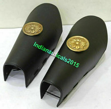 Medieval Armor Costume Black Leather Leg Guard Replica Larp - $93.32