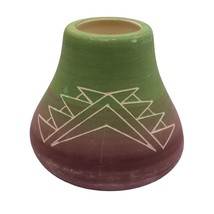 Native American Pottery Sioux Indians Etched Vase SPRC SD Signed Colorful Decor - £20.73 GBP
