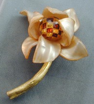 Fabrice Paris Vintage Artisan Resin Flower Sculpture Pin Brooch Tiger Lily - £279.77 GBP