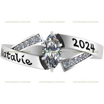 Silver 925 Chante Women&#39;s Marquise Birthstone Fashion Class Ring Graduation Gift - £95.57 GBP
