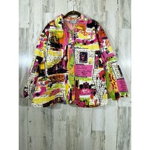 Vintage Karen Hart Jacket Blazer Size 1X Colorful Abstract Paris Travel  - £22.17 GBP