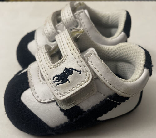 Ralph Lauren LAYETTE Baby Shoes White Blue Suede SIZE 0 - $34.64