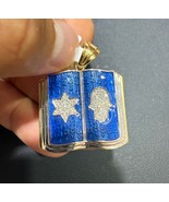 18K Yellow Gold Jewish Bible Hamsa &amp; Star Of David Enamel &amp; Diamond Pendant - $8,341.97 CAD