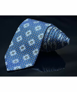 JOS. A. BANK Reserve Silk/Linen Slim Necktie Designer Geometric Blue NEW - €31,69 EUR