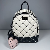 Betsey Johnson Y2K Quilted Hearts Mini Backpack Black And White - £23.36 GBP