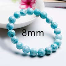 Natural Blue Larimar Round Bead Bracelet Water Pattern 7mm 8mm 9mm Crystal Stret - £176.63 GBP