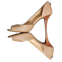 Michael Kors Tan Cutout Peep Toe Pumps Size 7 1/2 M image 4