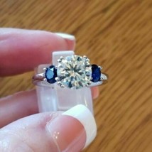 Engagement Ring 3.25Ct Round Cut Lab Created Sapphire 14K White Gold in ... - $249.75