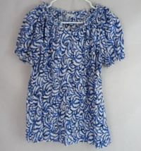 Croft &amp; Barrow Women&#39;s Blue &amp; White Beautiful Design Blouse Size Medium - £9.90 GBP