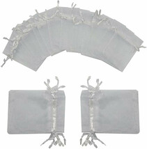 100 Pieces Organza Bag, Light Grey, Sheer, Drawstring, Party Favors, Wed... - £8.24 GBP