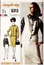 Misses&#39; BLOUSE, JACKET &amp; SKIRT Vintage 1965 Simplicity Pattern 6313 Sz 1... - £15.92 GBP