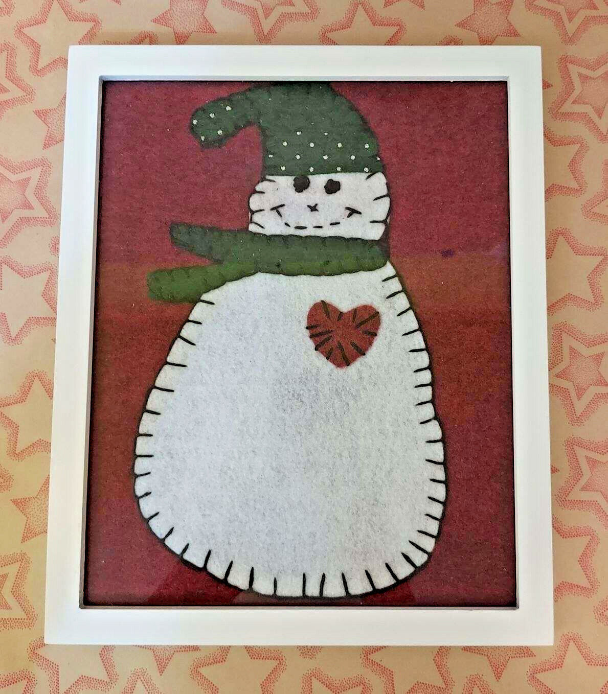 Primary image for Primitive Framed Snowman  Hanging Wall Art Decor Handmade 1982
