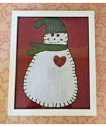 Primitive Framed Snowman  Hanging Wall Art Decor Handmade 1982 - $28.00