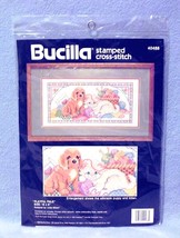 Bucilla Playful Pals #40488 Stamped Cross Stitch Kit 16" x 8" 1990 NIP - $8.99