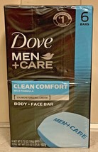 Dove Men + Care Body and Face Bar Soap Clean Comfort Mild Formula 6 Bars... - £15.68 GBP