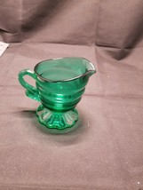 Depression Glass Creamer Terrace Green Color Christmas Candy Pattern - £11.83 GBP